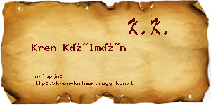 Kren Kálmán névjegykártya
